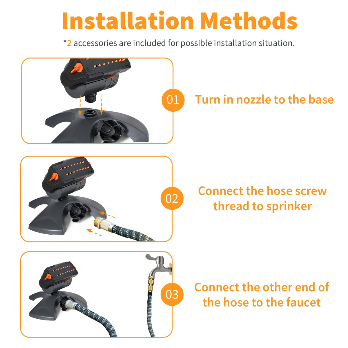 Diivoo Mini Turbo Oscillating Sprinkler, Garden Sprinkler with Large Base, Water Sprinkler for Yard, Adjustable Width, Range and Flow Rate, 16 Nozzles, Grey 🍁 All In One Marketplace Canada