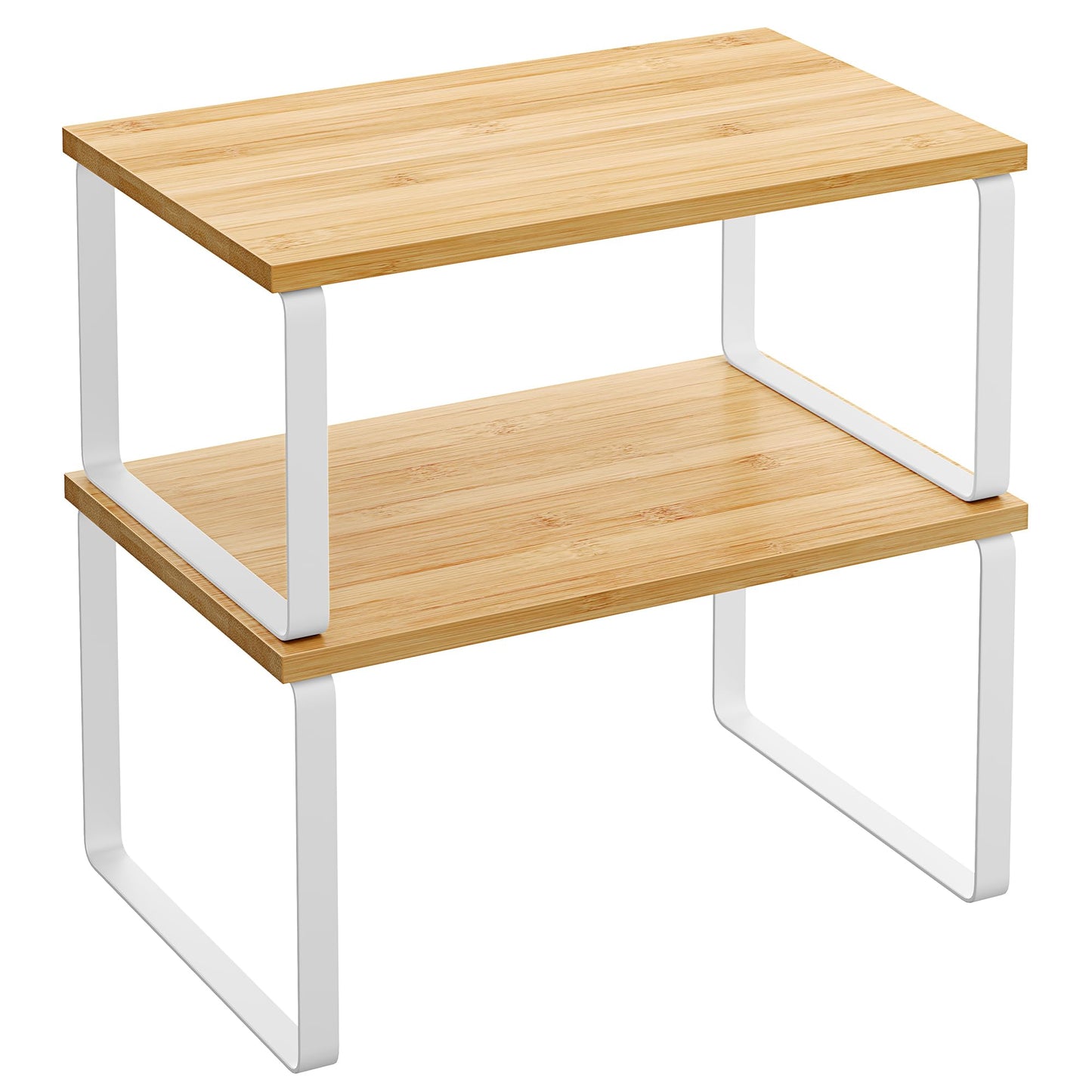SONGMICS Cabinet Organizer Shelf, Set of 2 Kitchen Counter Shelves, Kitchen Storage, Spice Rack, Stackable, Expandable, Metal and Engineered Wood, Cloud White and Natural Beige UKCS02NW 🍁 All In One Marketplace Canada