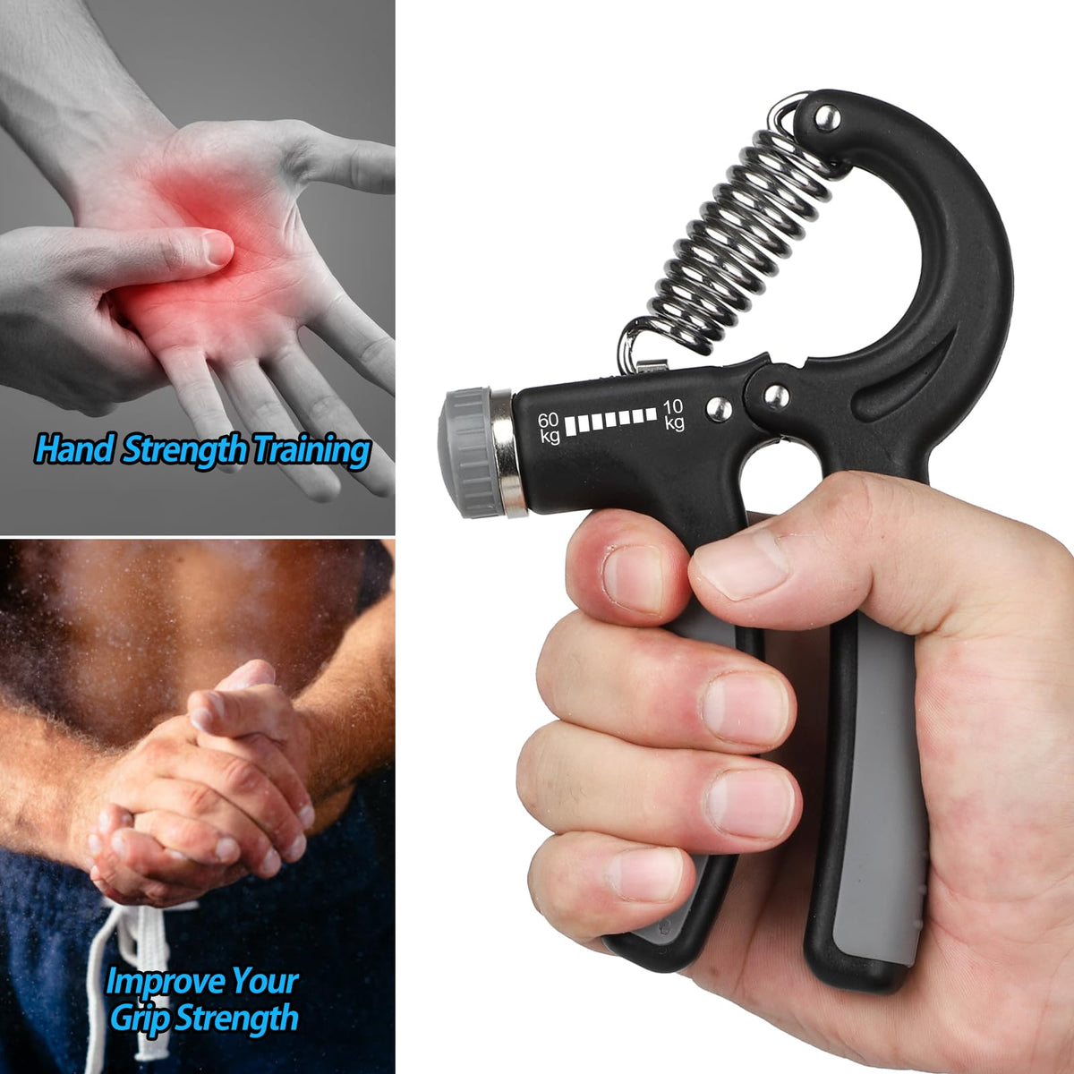 NIYIKOW 2 Pack Hand Grip Strengthener, Grip Strength Trainer, Adjustable Resistance 22-132Lbs (10-60kg), Forearm Strengthener, Perfect for Musicians Athletes - Grey 🍁 All In One Marketplace Canada