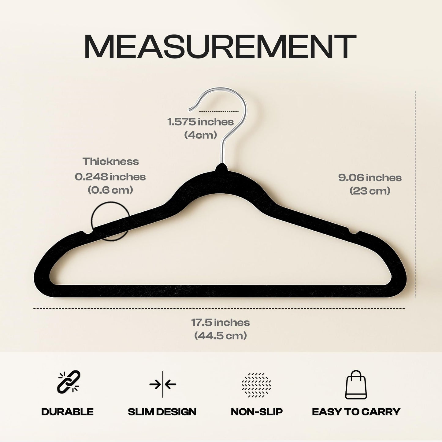 Utopia Home Velvet Hangers 50 Pack, Heavy Duty, Non-Slip, Space Saving Felt Clothes Hangers with 360° Hook & Notches (Black) 🍁 All In One Marketplace Canada