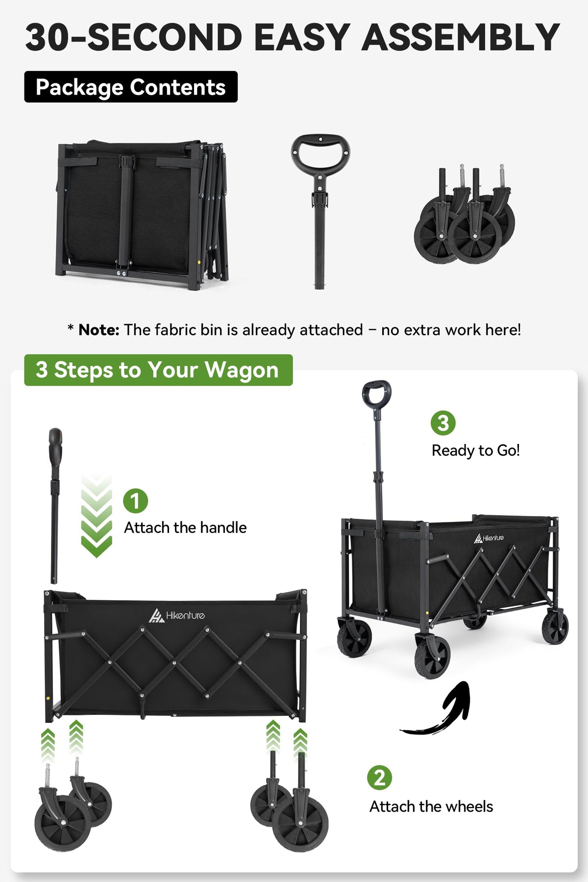 Hikenture Wagon Cart Foldable, Ultra-Compact Small Utility Folding Wagon, Heavy Duty Grocery Cart with All-Terrain Wheels, Portable Collapsible Wagon for Garden, Beach, Shopping, Camping, Sports 🍁 All In One Marketplace Canada