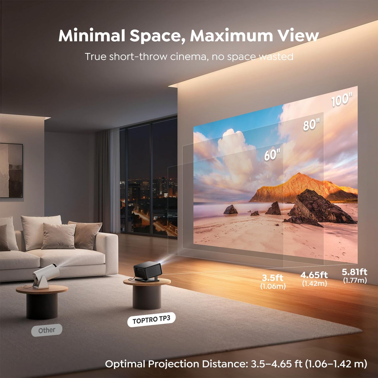 Smart Projector 4K【Google TV 14.0 & Dolby】Short Throw Mini Projectors with Auto Focus & Keystone|Compatible with Netflix|HDR10,Portable Outdoor Projecteur with WiFi & Bluetooth for Movie/Home/Bedroom 🍁 All In One Marketplace Canada