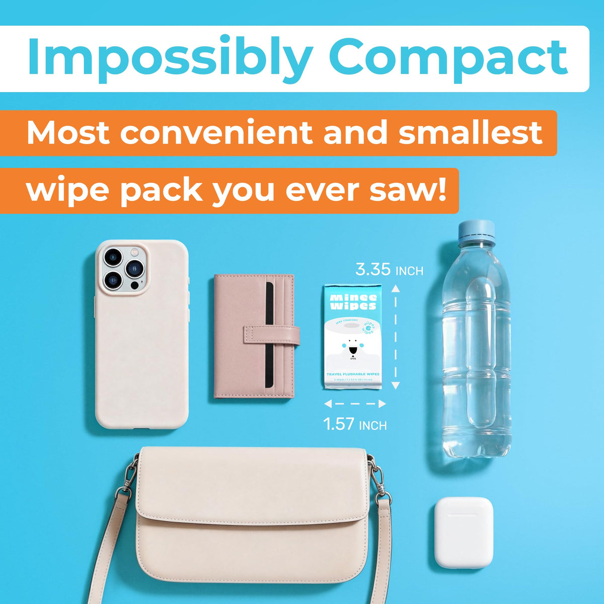 Impossibly Compact Travel Flushable Wipes - 99.5% Water and Aloe - Safe for Sensitive Skin, Hypoallergenic & Unscented - Travel Essentials for Adults, Kids & Baby Care (48 Wipes (8 Packs)) 🍁 All In One Marketplace Canada