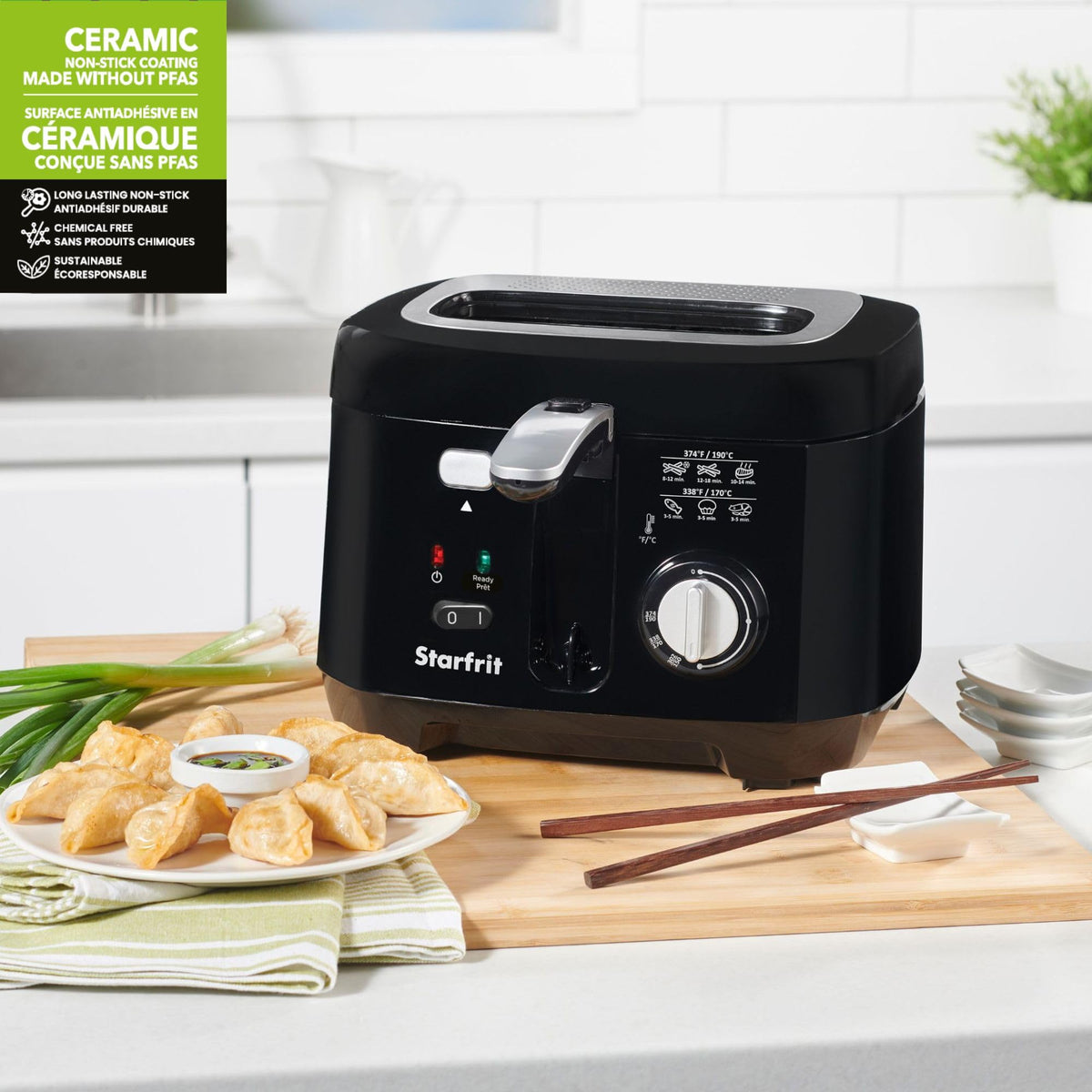 Starfrit Deep Fryer, 2.5L Capacity, Ceramic Bowl, Black 🍁 All In One Marketplace Canada