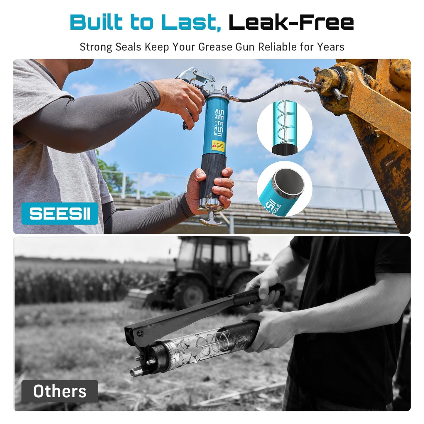 Seesii 8000PSI Grease Gun Kit: Heavy Duty Pistol Grip Grease Gun with 14oz Capacity, Quick-Release Coupler, 90° Adapter, Flexible Hose, Rigid Pipe for Automotive, Agricultural, Industrial, Farm, Car 🍁 All In One Marketplace Canada