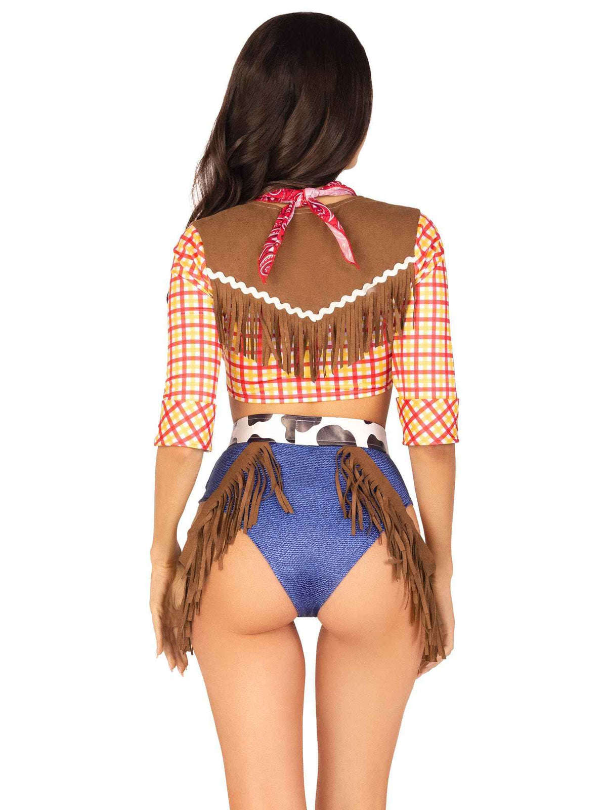 Leg Avenue Women’s 5 PC Playful Cowboy Halloween Costume with Red Bandana, SMALL