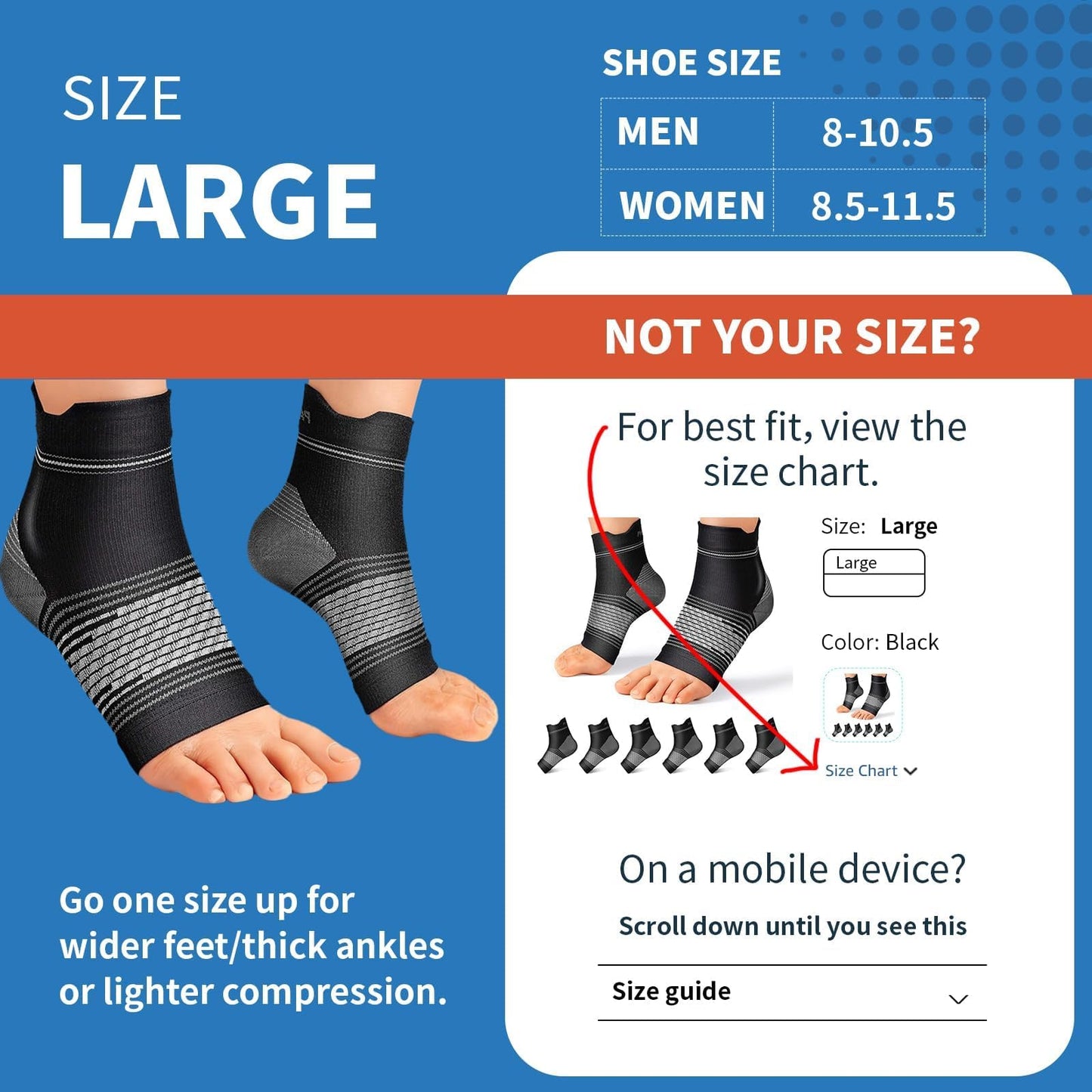 Plantar Fasciitis Sock (6 Pairs) for Men and Women, Ankle Brace Compression Socks with Arch Support for Achilles Tendonitis, Heel Pain, Swelling & Arthritis Relief, Black, Large 🍁 All In One Marketplace Canada