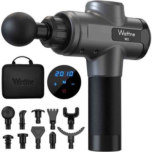 Muscle Massage Gun Deep Tissue Percussion Massager - Portable Handheld Sport Massagers for Athletes, Quiet & Powerful Brushless Motor Cordless, 20 Speed Level,Wattne W2 (Grey) 🍁 All In One Marketplace Canada
