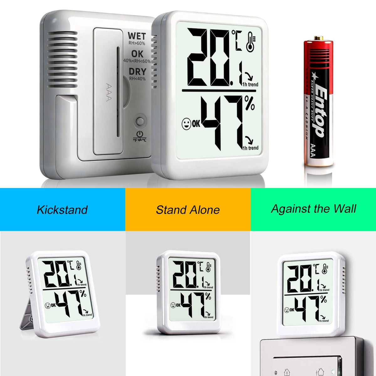 Ayawiss Room Thermometer Indoor Hygrometer with Celsius/Fahrenheit (℃/℉) Switch, Humidity Meter Gauge Digital Temperature and Humidity Sensor Monitor for Home Pets Plants - AAA Battery Included 🍁 All In One Marketplace Canada
