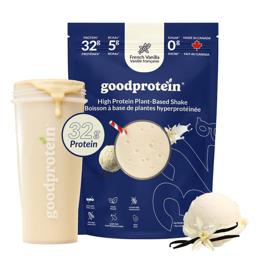 Good Protein – 32g Protein, Vegan High Protein Powder, 100% Natural, Non-GMO, Dairy-free, Gluten & Soy Free and No Added Sugar. Plant-Based Protein Shake (French Vanilla, 470 g) 🍁 All In One Marketplace Canada