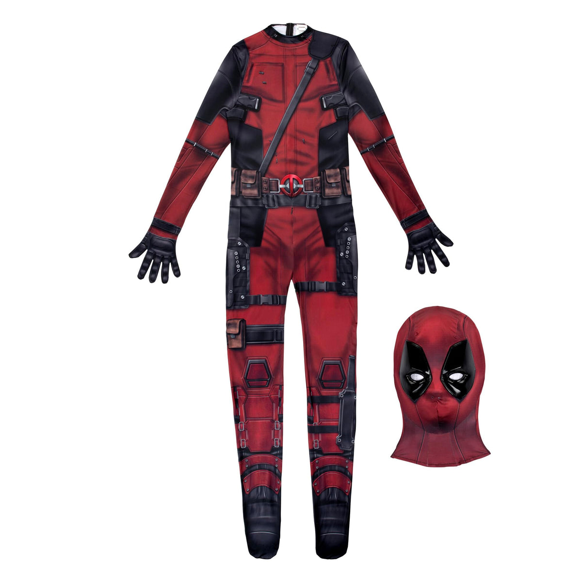 MARVEL Deadpool Official Adult Deluxe Zentai Halloween Costume - Stretch Spandex with Wrist Slits (XXS)