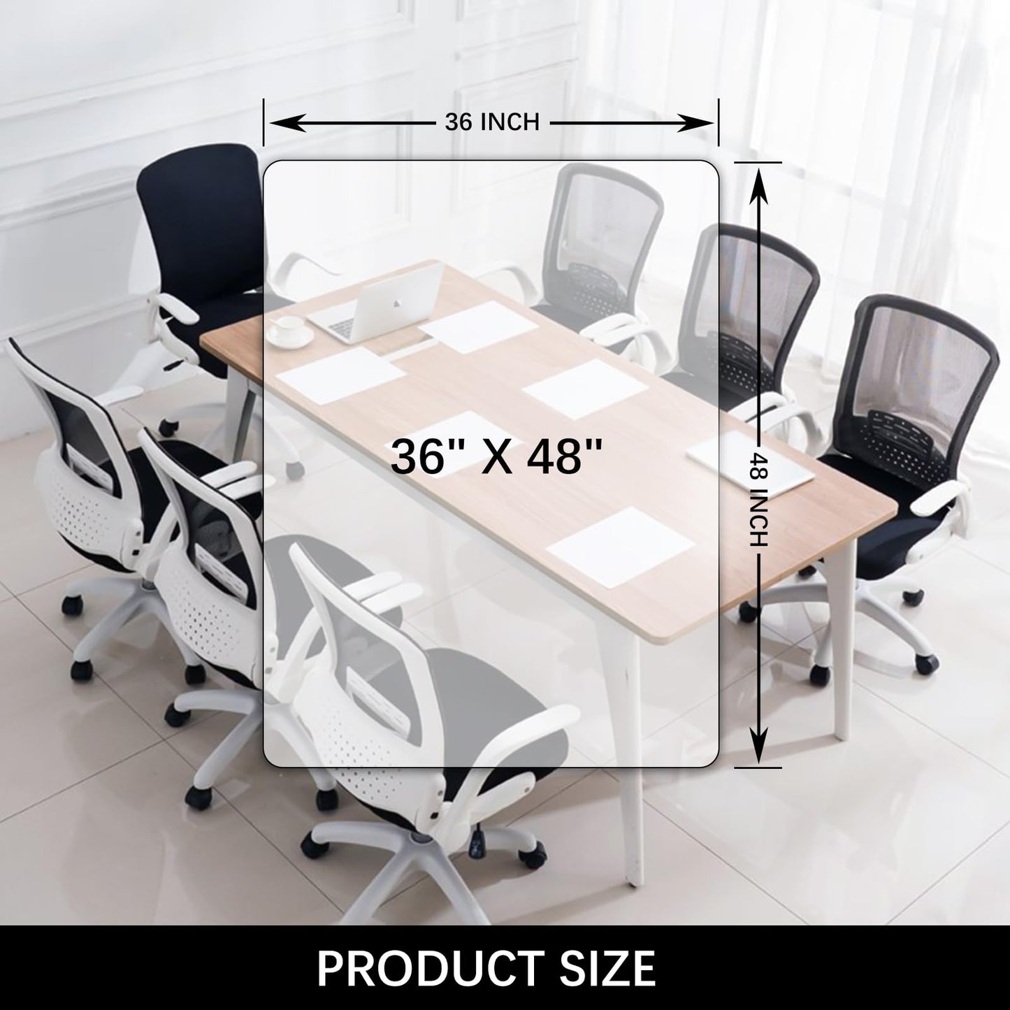 Kuyal Clear Chair mat for Hard Floors 36 x 48 inches Transparent Floor Mats Wood/Tile Protection Mat for Office & Home (36" X 48" Rectangle) 🍁 All In One Marketplace Canada
