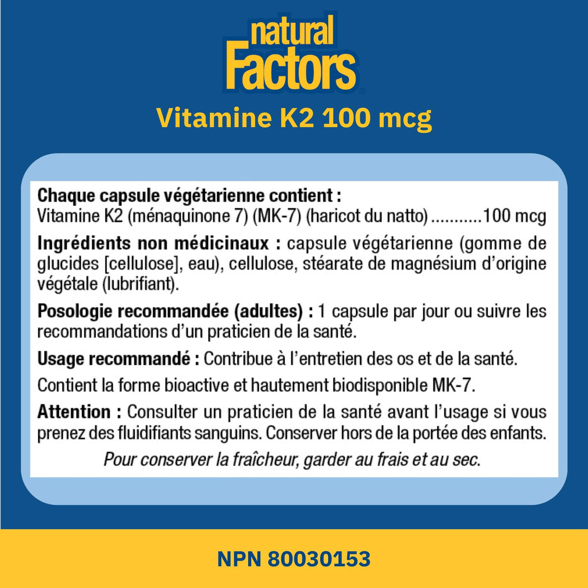 Natural Factors K2 Vitamin Supplement 100 mcg, VALUE SIZE, 360 Vegetarian Capsules, MK-7 from Natto Bean, Helps Support Bones, Vegan, Non-GMO, Proudly Canadian 🍁 All In One Marketplace Canada