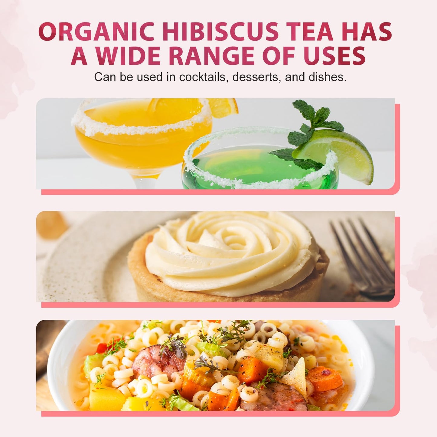Soeos Organic Hibiscus Tea, 1lb (16oz) Whole Dried Hibiscus Flowers, Caffeine-Free Herbal Tea with Bold Tart Flavor, Perfect for Iced Tea, Hot Infusions & Floral Blends. 🍁 All In One Marketplace Canada