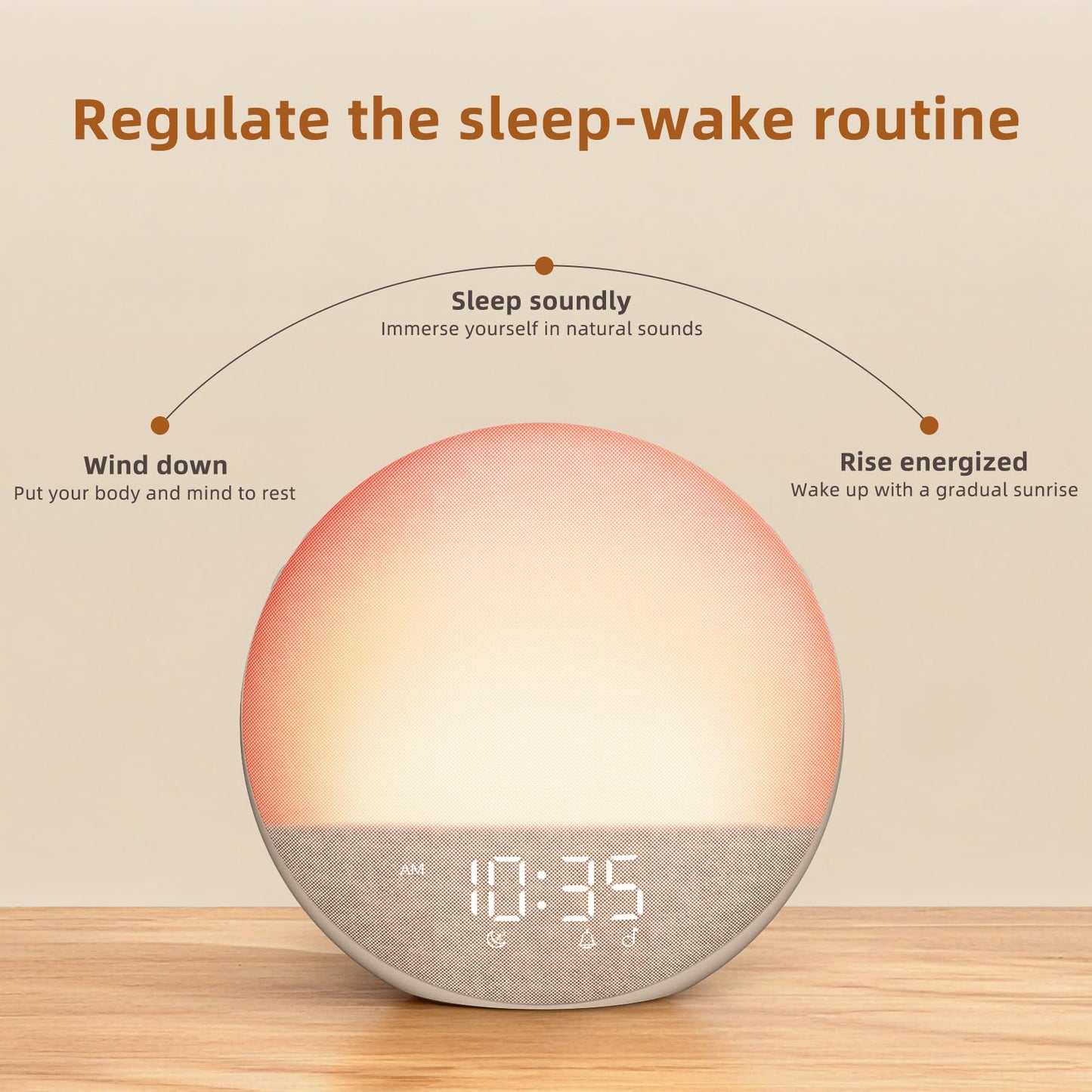 Sunrise Alarm Clock White Noise Machine: Natural Wake Up Light - Dimmable Clock with Bluetooth Speaker for Bedroom - 25 Sleep Sounds for Baby Adults Kids Putty 🍁 All In One Marketplace Canada