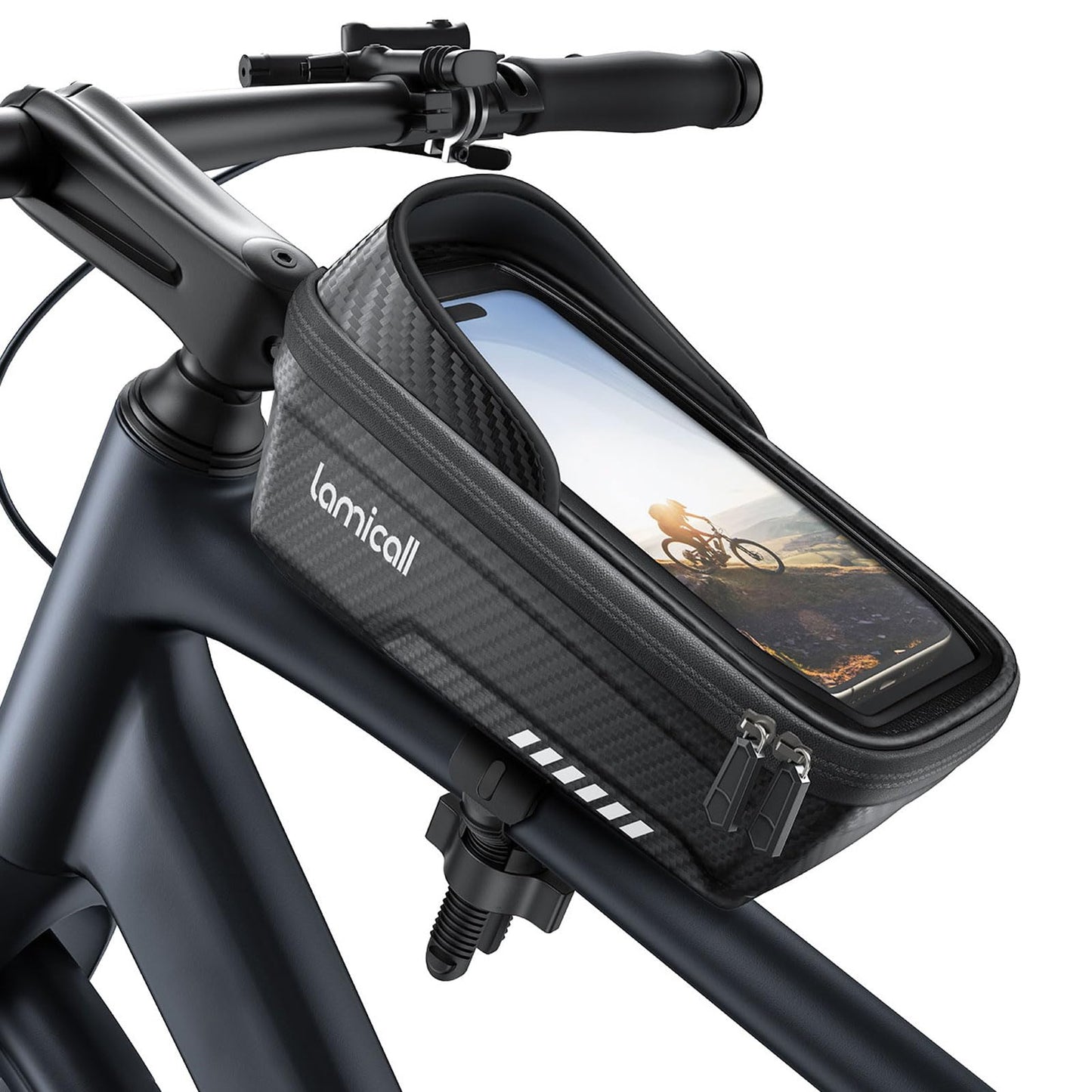 Lamicall Bike Frame Bag Waterproof - [Quick Install & Remove] 1.3L Bike Phone Bag with Sensitive Touch Screen, Bike Phone Holder with Rain Cover, Bicycle Top Tube Bag, Bike Accessories for Phones 4-7" 🍁 All In One Marketplace Canada