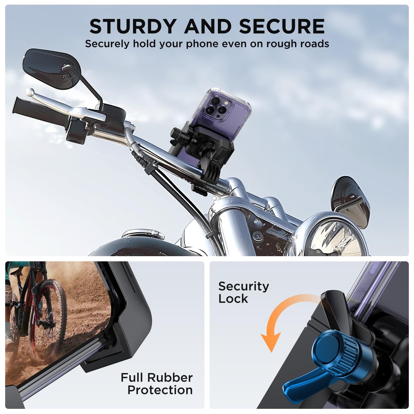 Miracase Bike Motorcycle Phone Holder, [1s Quick Lock] Bicycle Phone Mount Handlebar Cell Phone Clamp for Scooter, Compatible with iPhone Samsung Google 🍁 All In One Marketplace Canada