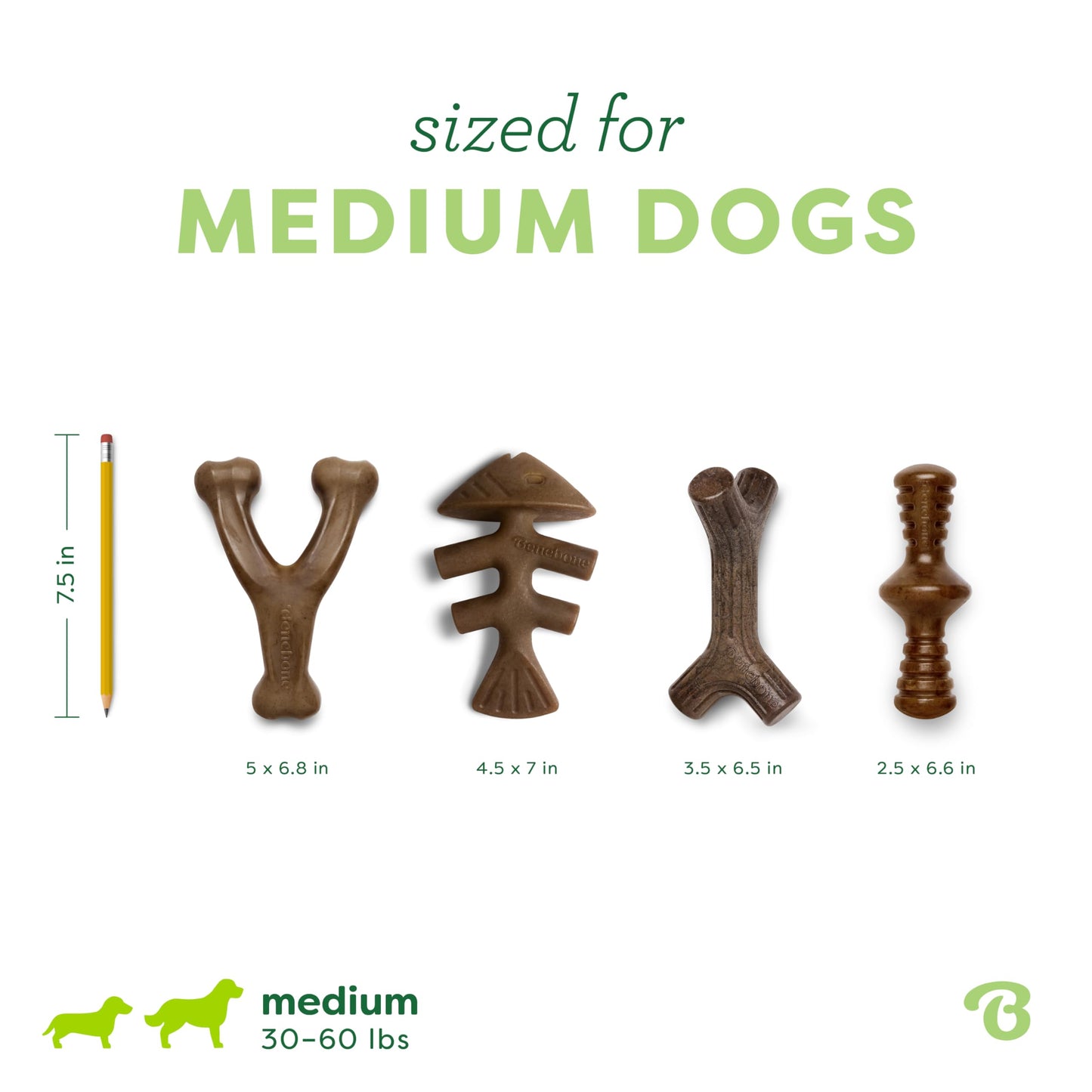Benebone 4-Pack Durable Dog Chew Toys for Aggressive Chewers, Real Flavors, Made in USA, Medium 🍁 All In One Marketplace Canada