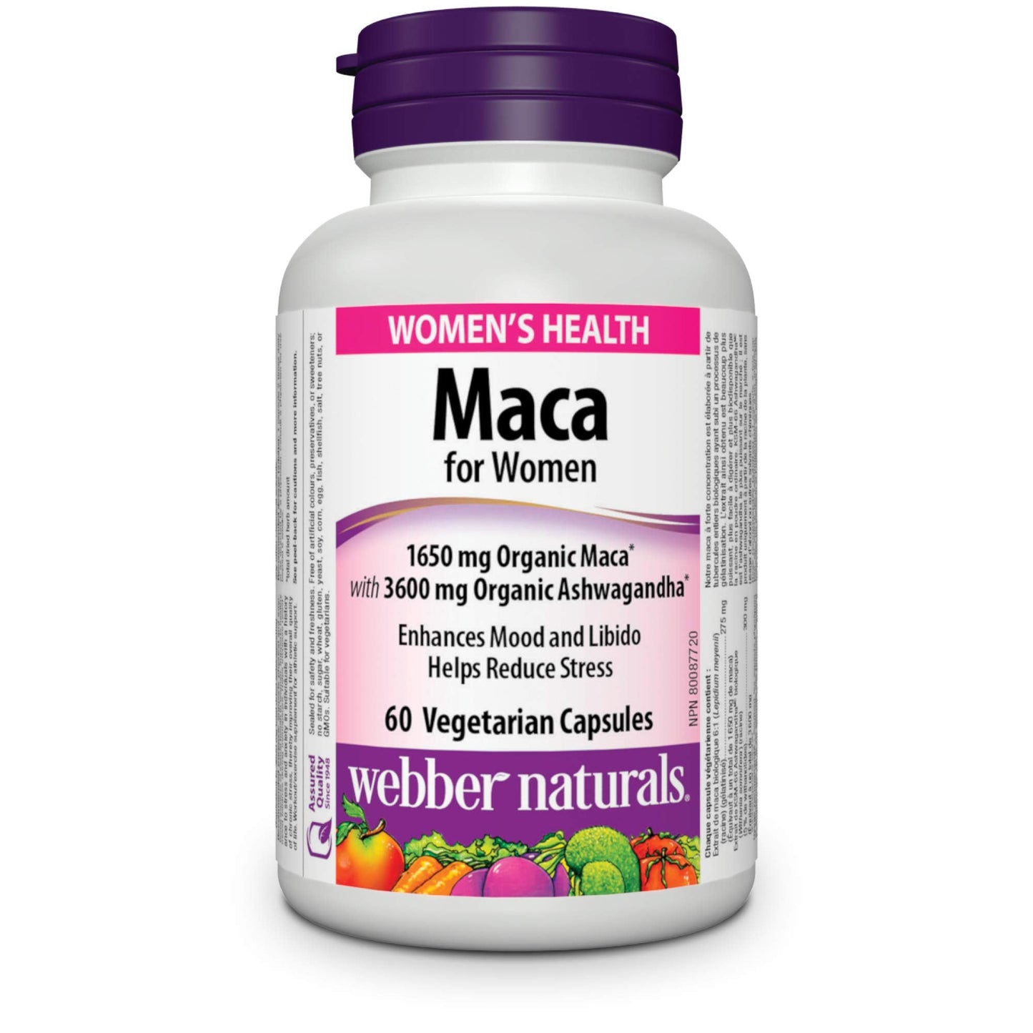 Webber Naturals Maca for Women, 60 Capsules, Contains Organic Maca & KSM-66 Ashwagandha, Women's Health Support, Vegetarian 🍁 All In One Marketplace Canada