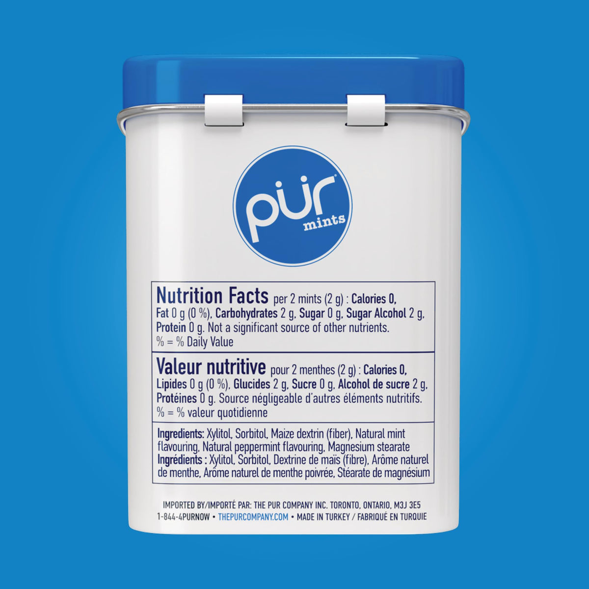 PUR Mints | Aspartame Free | Made with Xylitol | Sugar Free, Vegan, Gluten Free & Keto Friendly | Natural Peppermint Flavoured Mints, 30 Pieces (Pack of 12) 🍁 All In One Marketplace Canada