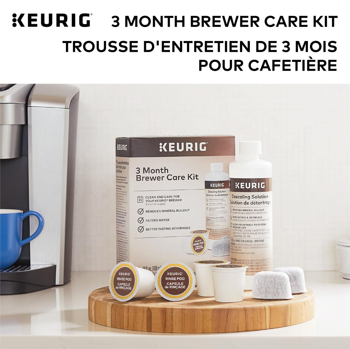 Keurig 3-Month Brewer Maintenance Kit, Includes Descaling Solution, Water Filter Cartridges & Rinse Pods, 7 Count 🍁 All In One Marketplace Canada
