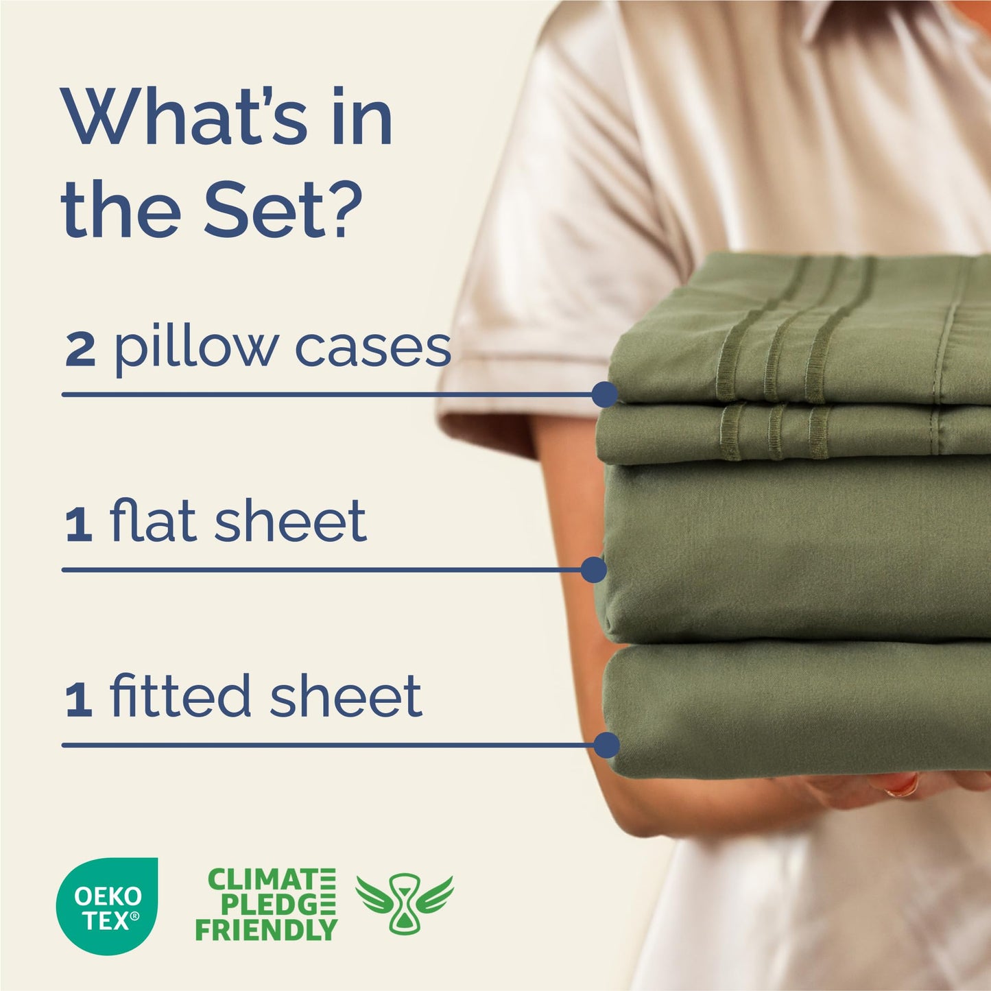 King Size 4 Piece Sheet Set - Comfy Breathable & Cooling Sheets - Hotel Luxury Bed Sheets for Women & Men - Deep Pockets, Easy-Fit, Soft & Wrinkle Free Sheets - Sage Green Oeko-Tex Bed Sheet Set 🍁 All In One Marketplace Canada