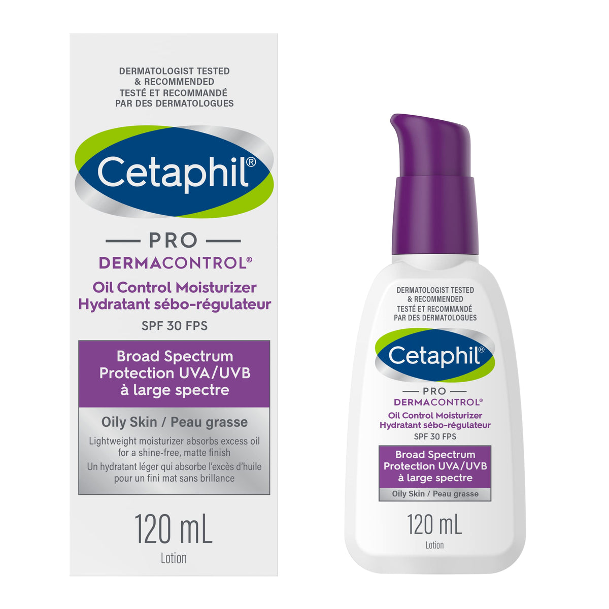 Cetaphil PRO DermaControl Face Sunscreen SPF 30, Oil Control Moisturizer for Oily Sensitive Skin, Broad Spectrum Matte Finish with Zinc Complex, Dermatologist Recommended, 120ml 🍁 All In One Marketplace Canada
