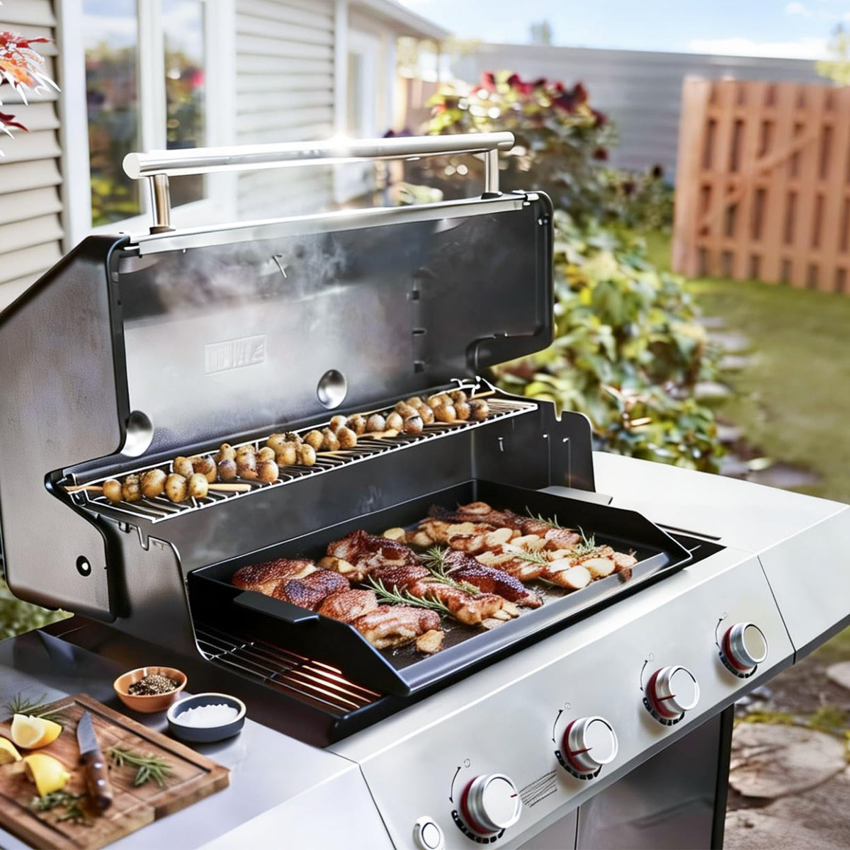 BBQ Future Universal Cast Iron Griddle for Gas Grill with Spatula Set, 23" x 16" Pre-Seasoned Nonstick Griddle Insert Large BBQ Flat Top Plate for All Gas/Electric Grill, Stove Top and More 🍁 All In One Marketplace Canada