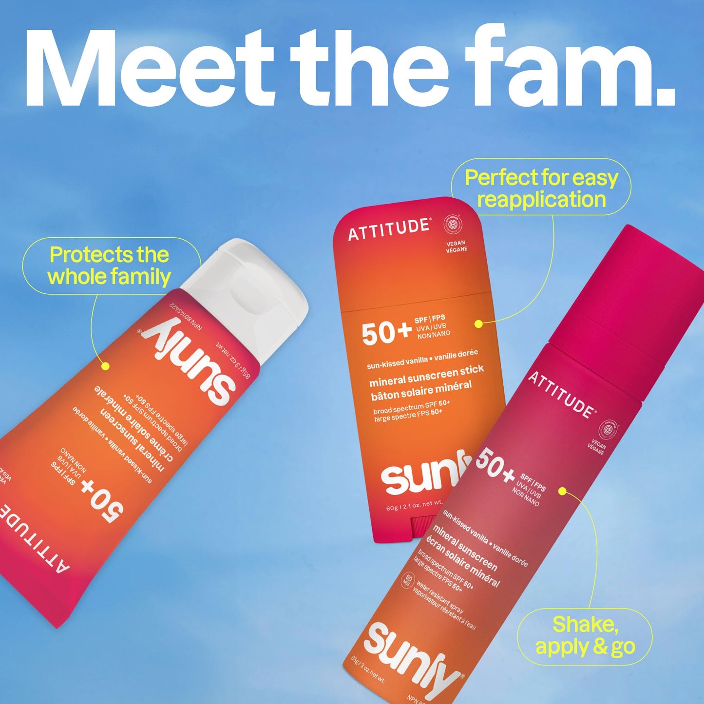 ATTITUDE Mineral Sunscreen Lightweight Lotion SPF 50, Broad Spectrum Zinc Oxide, EWG Verified, Non-Nano, Water-Resistant 80 Minutes, Non-Greasy for Face & Body, Vegan, Sun-Kissed Vanilla Scent, 80 grams 🍁 All In One Marketplace Canada