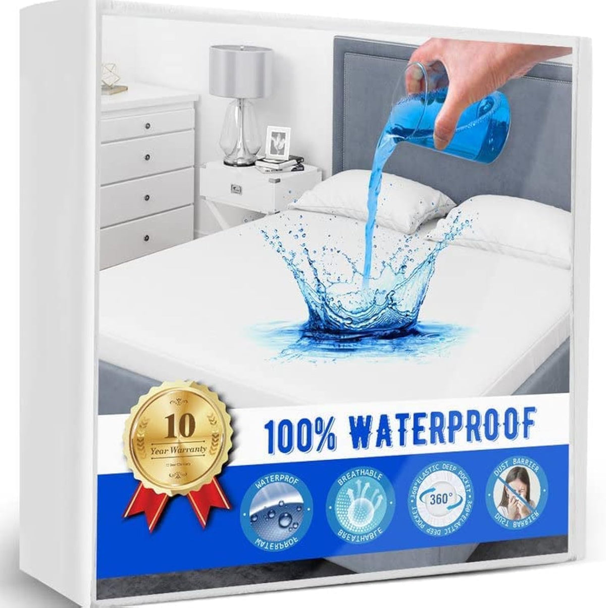Twin Mattress Protector,Twin Mattress Cover Waterproof Mattress Protector Twin for Kids,Noiseless Soft Breathable Terry Twin Mattress Pad for Kids Pets Adults 39"x75" 🍁 All In One Marketplace Canada