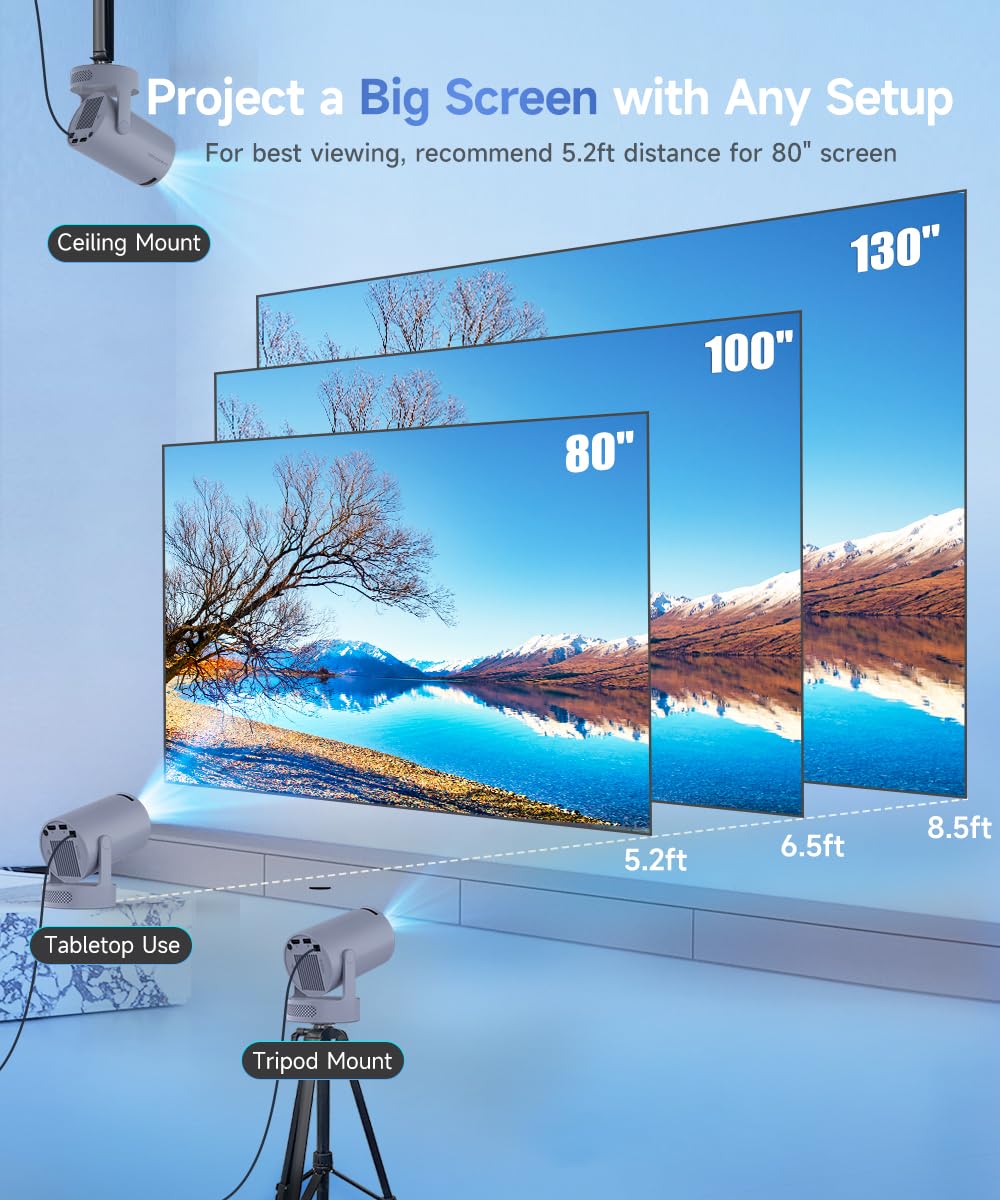 Magcubic Mini Projector with 4K Support, Portable Projecteur with WiFi 6 and Bluetooth 5.4, Auto Keystone, 200 ANSI, 180 Degree Rotation, Built-in Apps Smart Projector for Home Outdoor HY300PRO+ 🍁 All In One Marketplace Canada