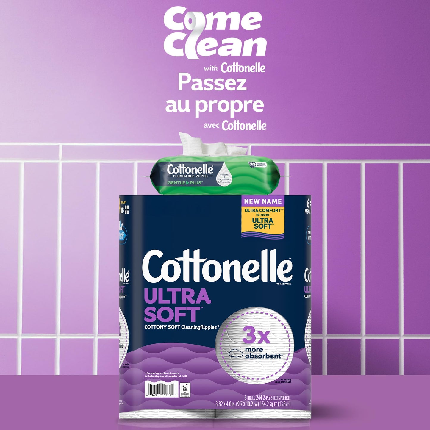 Cottonelle Toilet Paper, 24 Family Mega Rolls = 108 Regular Rolls (4 Packs of 6), Ultra Soft (Formerly Ultra Comfort), Soft Bathroom Tissue, 296 Sheets per Roll, Packaging May Vary 🍁 All In One Marketplace Canada