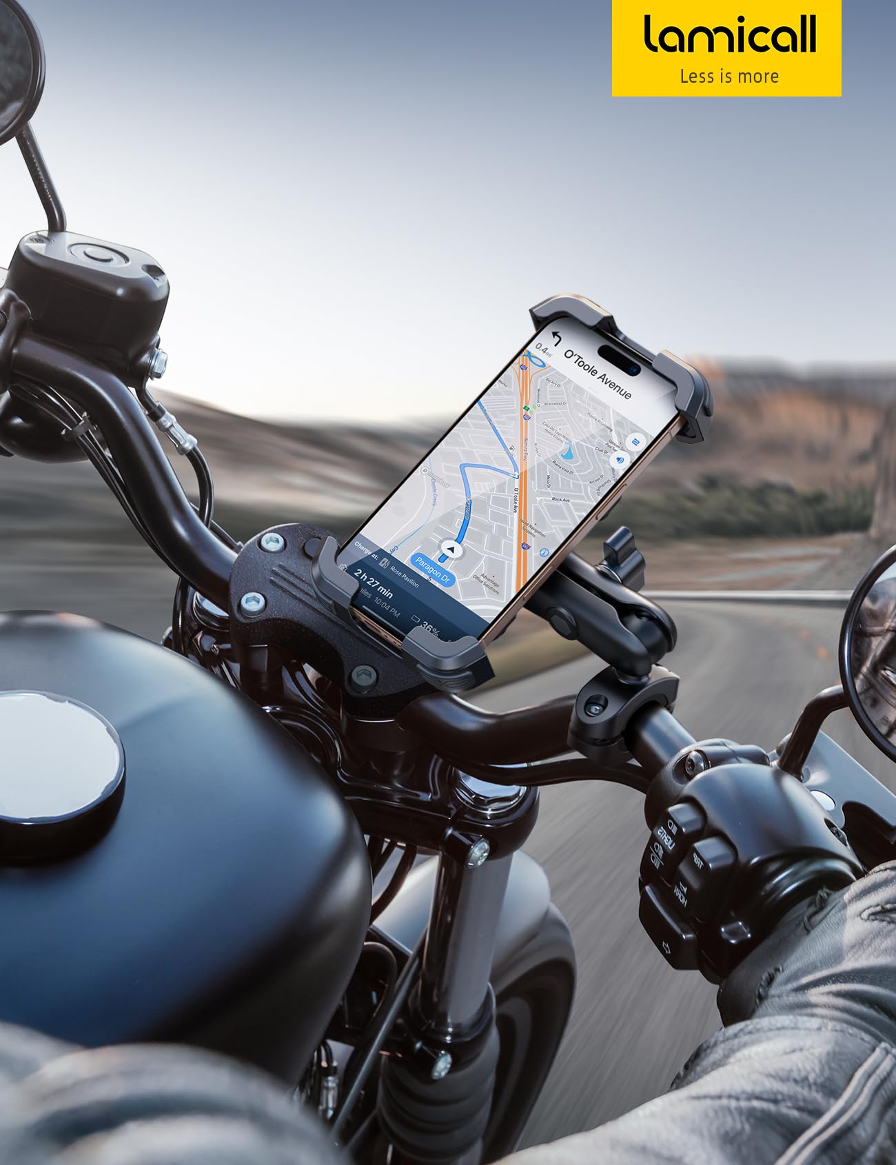 Lamicall Motorcycle Phone Mount Holder - [Dual Vibration Dampener] [720° Adjustment Arm] Motorcycle Cell Phone Holder, Bike Handlebar Phone Mount for iPhone 17 Pro/Air/16/15/14 Pro Max, 4.7-6.7" Phone 🍁 All In One Marketplace Canada