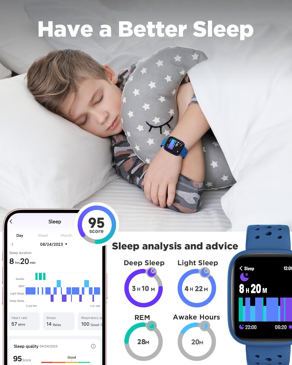 BIGGERFIVE Smart Watch for Kids, 1.8" Fitness Tracker Watch Pedometer, Heart Rate, Sleep Monitor, IP68 Waterproof, Calorie Step Counter, Puzzle Games with/Without APP for Girls Boys Teens 5-16, Blue 🍁 All In One Marketplace Canada