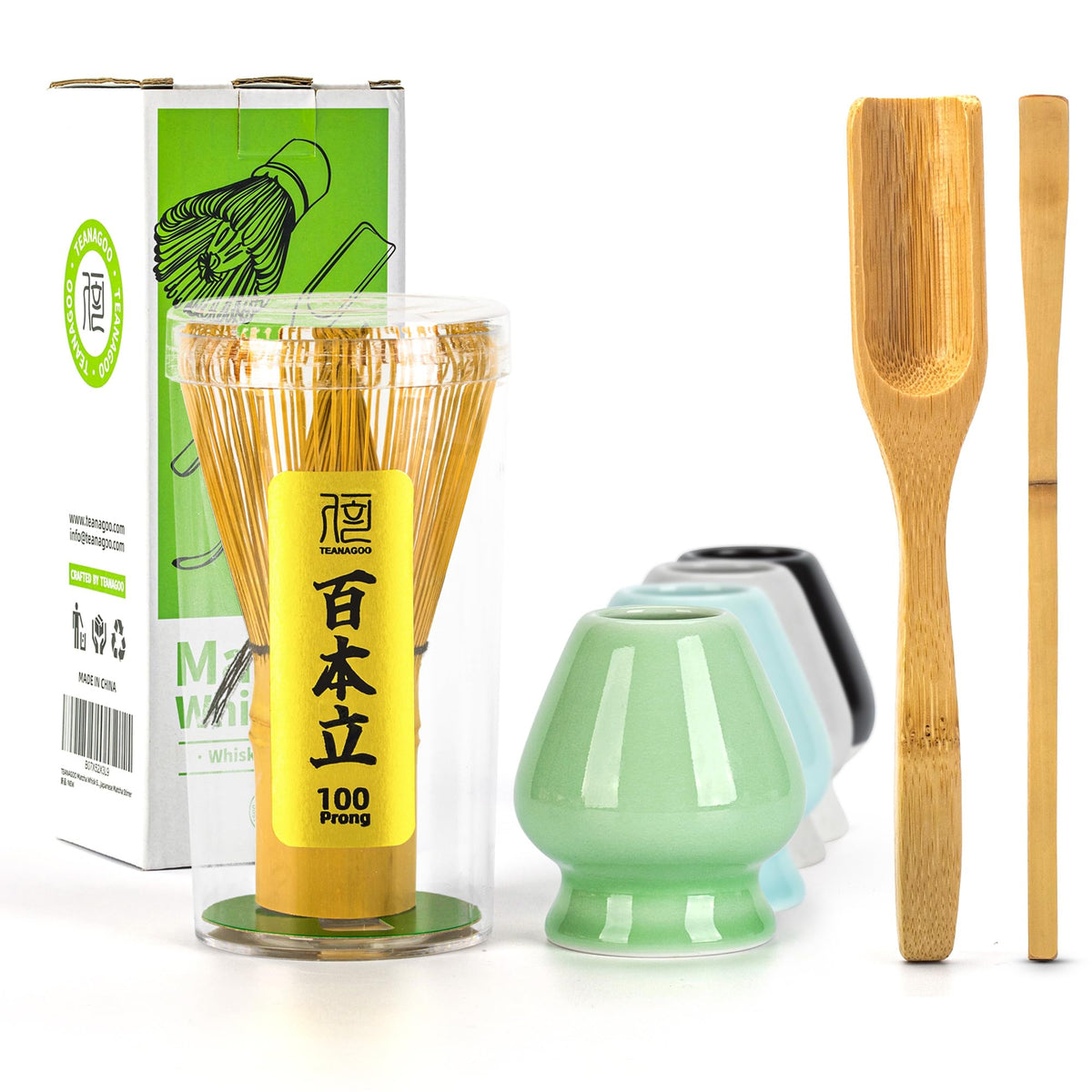 TEANAGOO MA-01 Japanese Matcha Ceremony Accessory, Matcha Whisk (Chasen), Traditional Scoop (Chashaku), Tea Spoon, Whisk Holder, The Perfect Set to Prepare a Traditional Cup of Matcha. 🍁 All In One Marketplace Canada