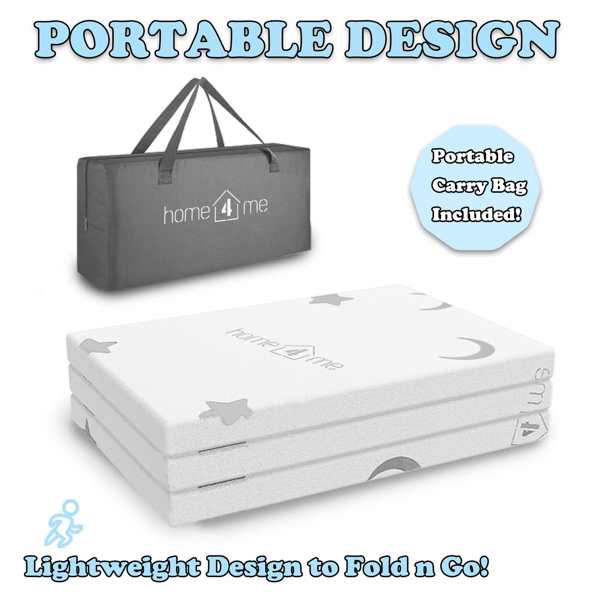 Home4me Pack and Play Mattress, 38" x 26" x 2.4", Portable, Trifold, Waterproof, Dual Sided (Firm & Soft) Mini Crib Mattress, Baby Toddler Memory Foam Mattress Pad for Play Pen 🍁 All In One Marketplace Canada