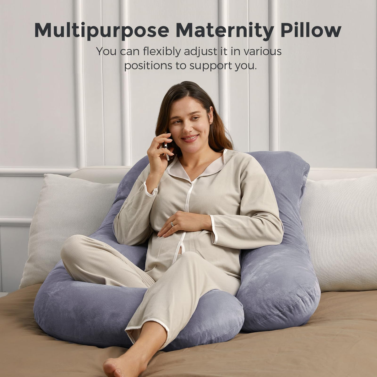 Momcozy Pregnancy Pillows for Sleeping, U Shaped Full Body Maternity Pillow with Removable Cover - Support for Back, Legs, Belly, HIPS for Pregnant Women, 57 Inch Pregnancy Pillow for Women, Grey 🍁 All In One Marketplace Canada