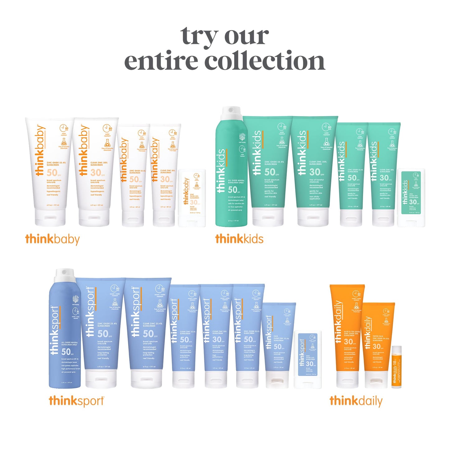 Thinksport Mineral Sunscreen, SPF 30 Clear Zinc Oxide Sunscreen, 3 Fl Oz, Water Resistant Reef Safe Sunscreen, Vegan Broad Spectrum body & face sunscreen sun lotion 🍁 All In One Marketplace Canada