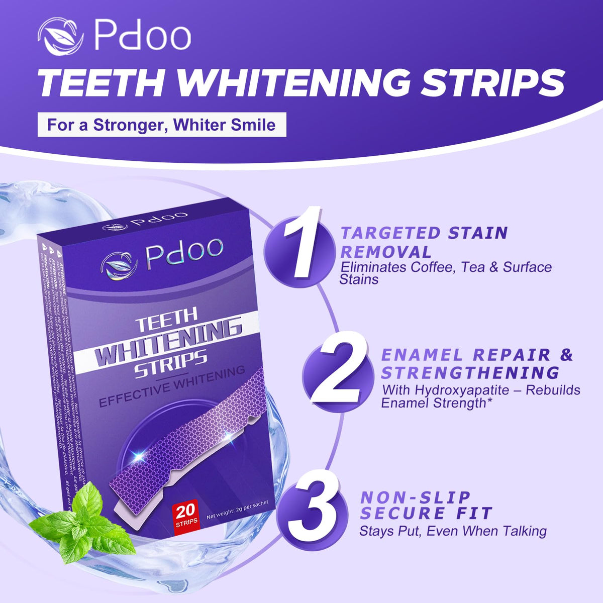 Purple Teeth Whitening Strip 20 Non-Slip Strips - Whitening for Teeth Sensitive, Professional Teeth Whitening Strips, Fast Remove Smoking, Coffee, Wine Stains, Teeth Whitening Kit Pack 🍁 All In One Marketplace Canada