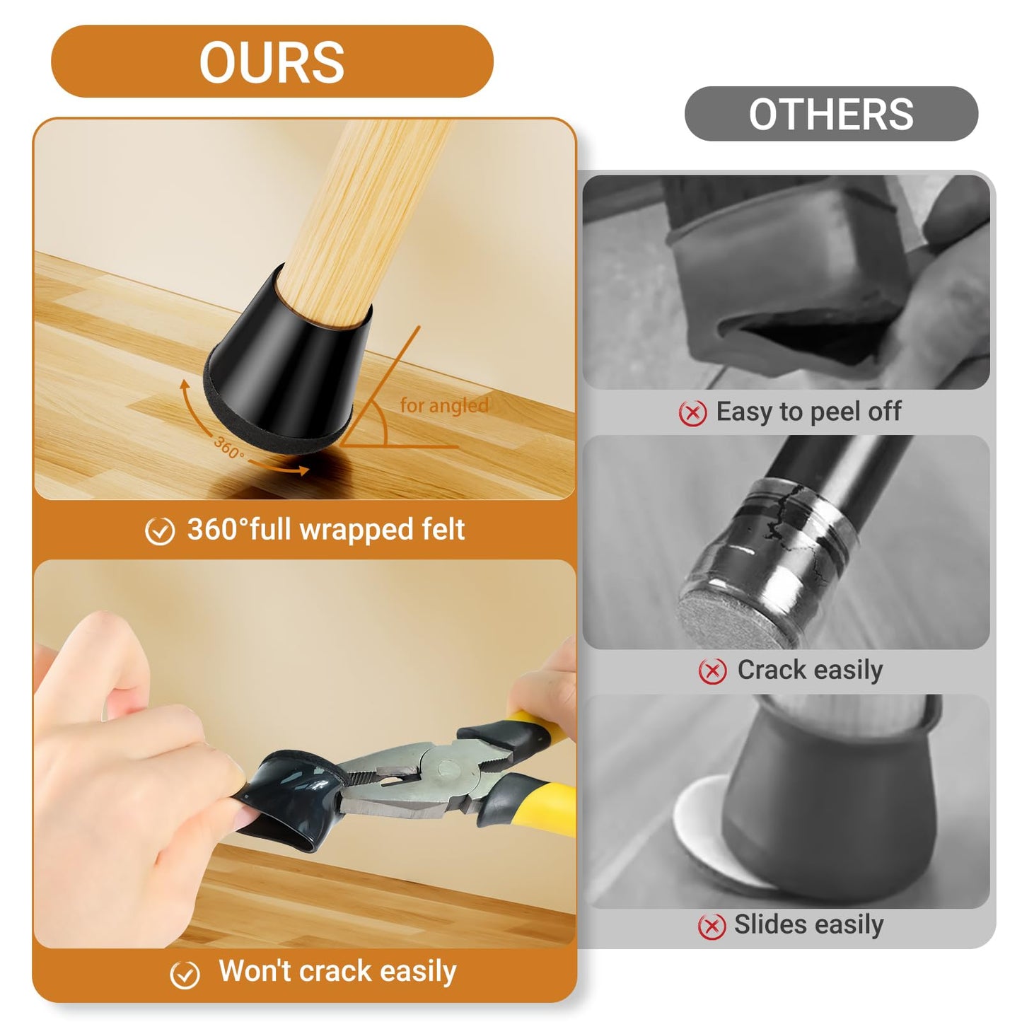 Meldel Silicone Chair Leg Floor Protectors Extra Small 24PCS - Furniture Felt Silicone Integrated Chair Foot Covers/Dark-Black/Rubber - Protect Floors from Scratches,Reduce Noise 🍁 All In One Marketplace Canada