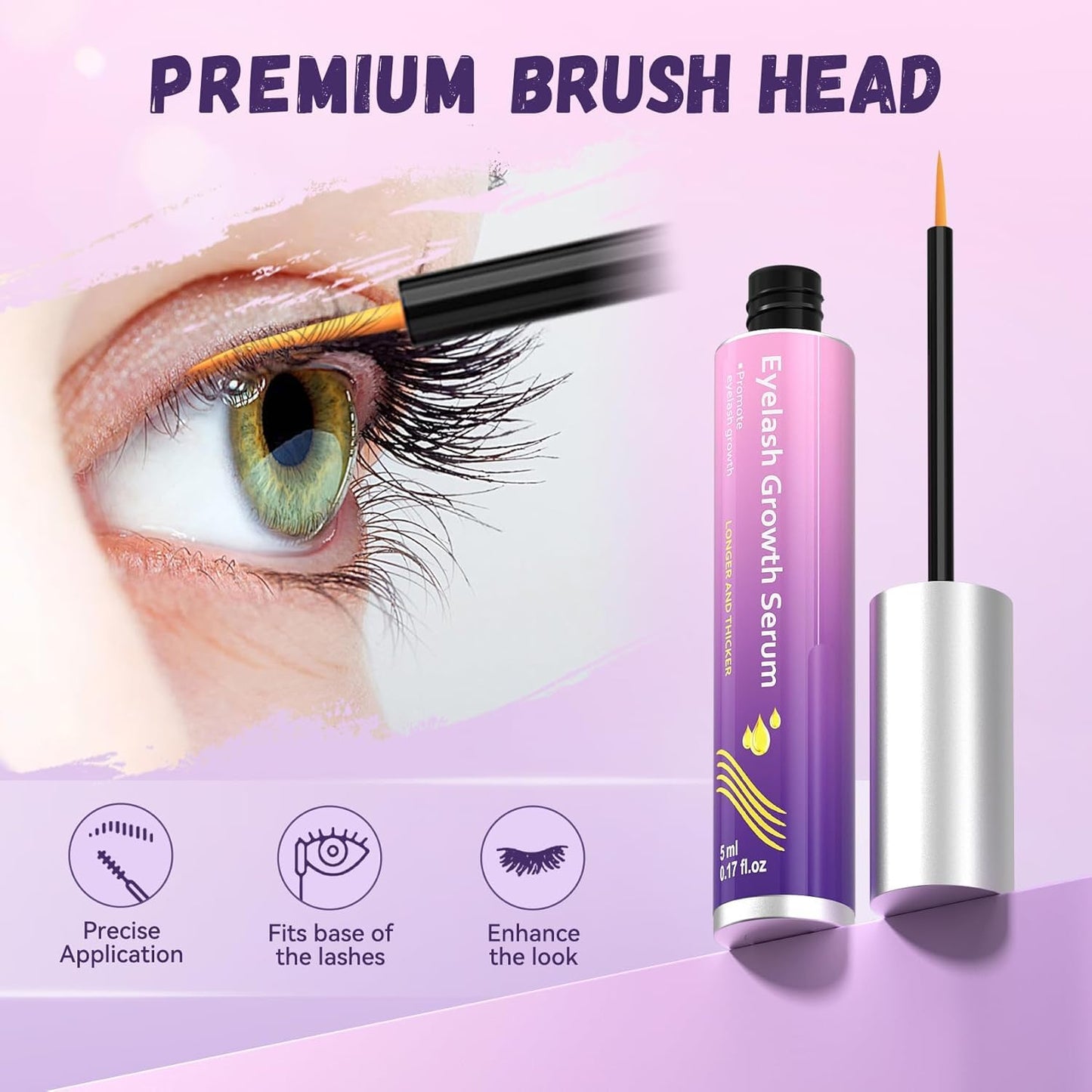 Lash Serum for Growth, Premium Eyelash Enhancer Care for Longer Thicker & Fuller, Gentle Formula Safe for Sensitive Eyes Non-Irritating Daily Use at Home & Travel - 5ml 🍁 All In One Marketplace Canada