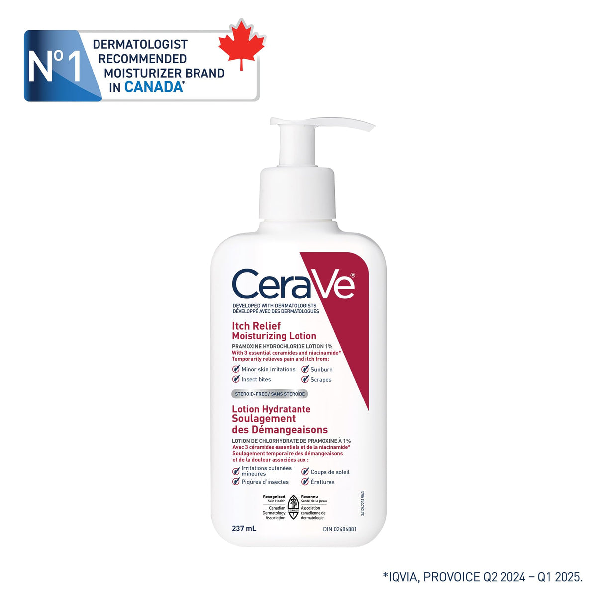 CeraVe Itchy Skin Relief Moisturizing Lotion. For Dry & Eczema-prone skin. Anti-itch cream for minor skin irritations, sunburn relief, insect bug bites & scrapes, 1% Pramoxine. Fragrance Free, 237ML 🍁 All In One Marketplace Canada