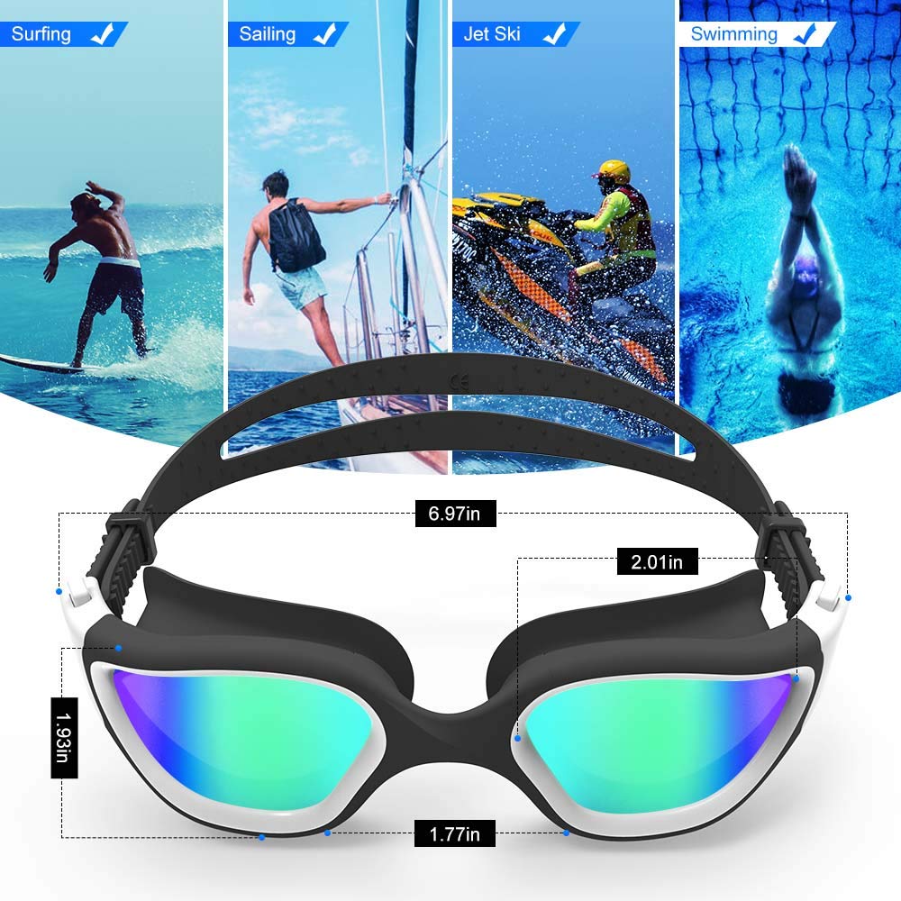 ZIONOR Swimming Goggles G1 Polarized Swim Goggles UV Protection Watertight Anti-Fog Adjustable Strap Comfort fit for Unisex Adult Men and Women-White Frame Gold Lens 🍁 All In One Marketplace Canada