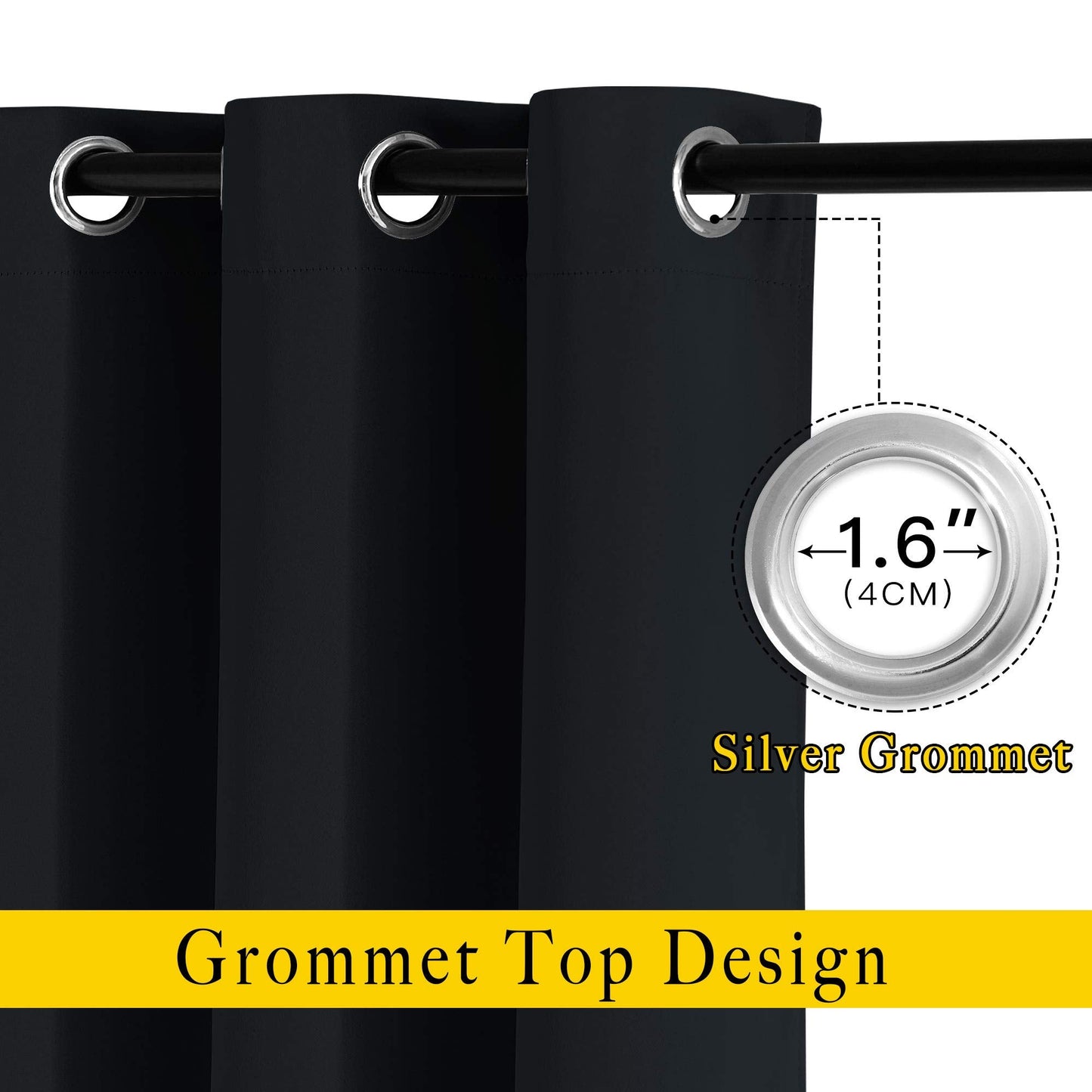 NICETOWN Blackout Curtains 2 Panels - Black Out Curtains 84 Inch Long,Insulated Curtains Room Darkening Grommet Curtains for Bedroom Living Room Windows (52 by 84 Inches,Black,Set of 2) 🍁 All In One Marketplace Canada