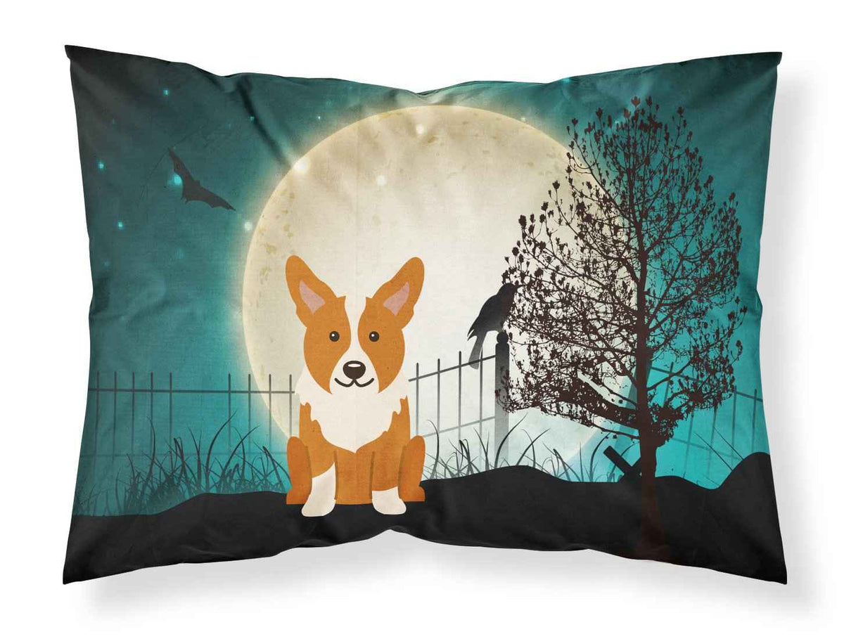 Caroline's Treasures BB2290PILLOWCASE Halloween Scary Corgi Fabric Standard Pillowcase Lightweight Super Soft Easy Care Decorative Artwork Pillowcase, Standard