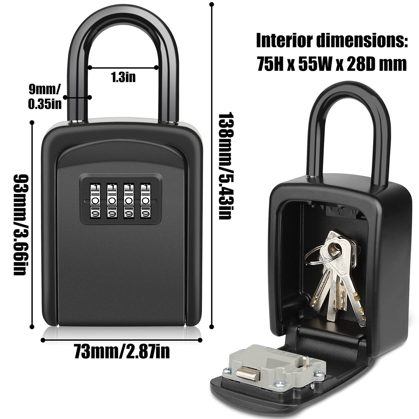 Key Lock Box, [No Installation Require] Diyife Portable Outdoor Lock Box for Keys with Removable Shackle, 5 Keys Capacity, Weatherproof 4-Digit Combination Key Safe for Home AirBnb Office 🍁 All In One Marketplace Canada