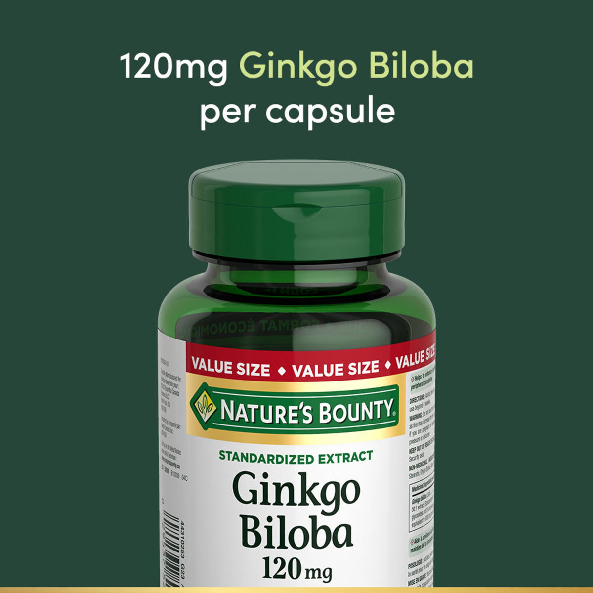 NATURE'S BOUNTY Gingko Biloba, 120 mg, Value Size, Helps to Enhance Cognitive Function, 180 Capsules, 78.5 g 🍁 All In One Marketplace Canada