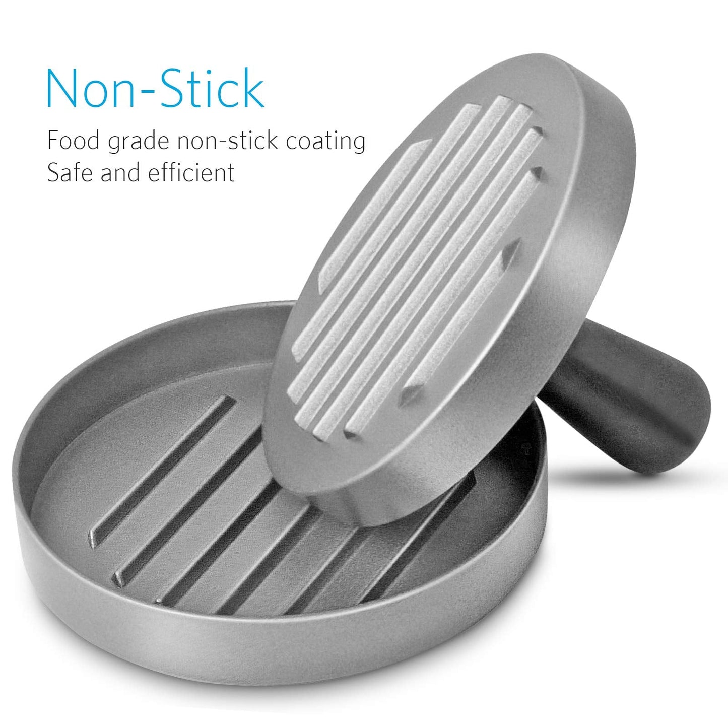 Asdirne Hamburger Press Patty Maker, Food Grade Aluminum Burger Press with ABS Handle, Non-Stick, Easy to Clean, with 50 Pcs Wax Patty Paper, 4.6" Diameter and 0.7" Depth 🍁 All In One Marketplace Canada