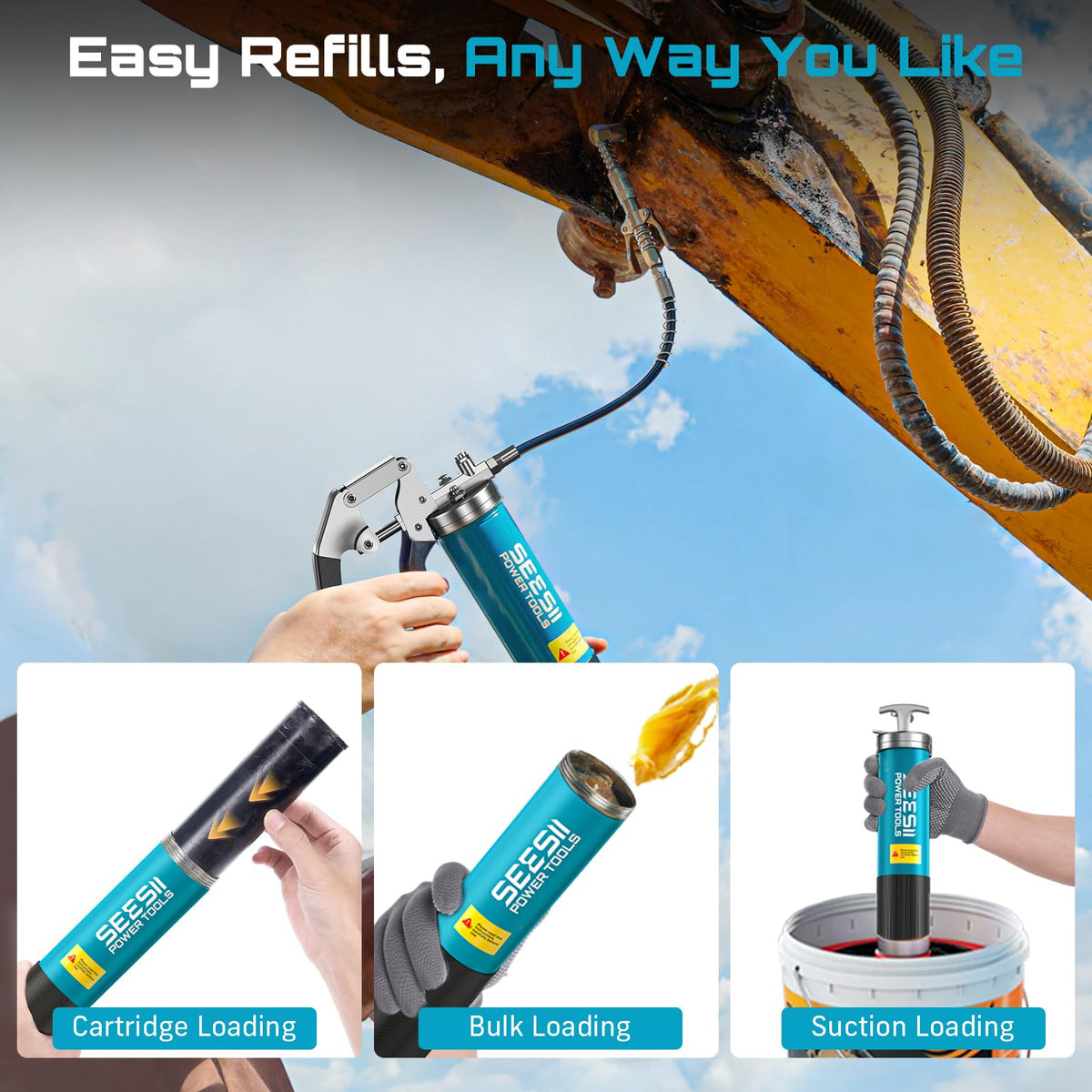 Seesii 8000PSI Grease Gun Kit: Heavy Duty Pistol Grip Grease Gun with 14oz Capacity, Quick-Release Coupler, 90° Adapter, Flexible Hose, Rigid Pipe for Automotive, Agricultural, Industrial, Farm, Car 🍁 All In One Marketplace Canada