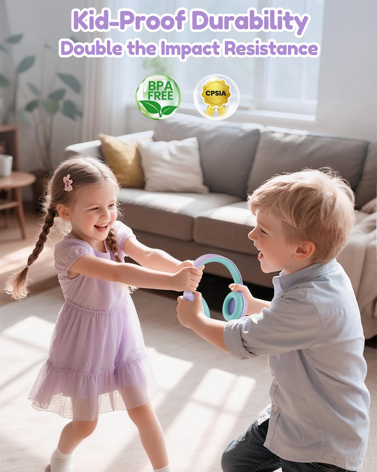 acer Kids Bluetooth Headphones, 85/94dB Volume Limiter, Foldable Wireless Over-Ear Headphones for iPad, Travel, 60H Playtime, Bluetooth 6.0, Built-in Mic, Purple Green, OHR668 🍁 All In One Marketplace Canada